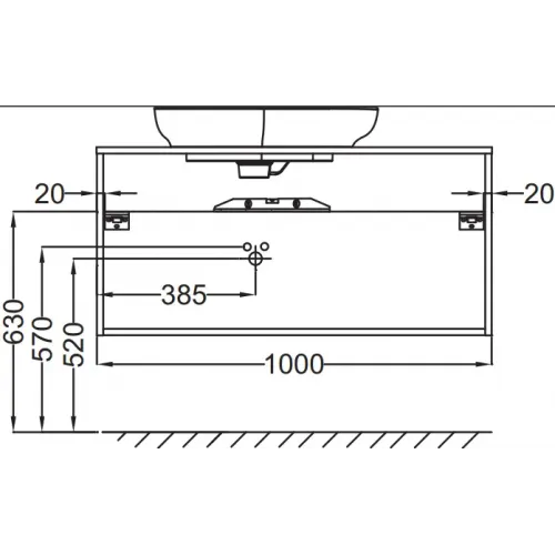 Модуль с раковиной Nouvelle Vague 100 см, белый меламин, 2 ящика с доводчиком, серая раковина, без переливного отверстия, подвесной монтаж EB3040-N18+EVI002-MG2 Jacob Delafon