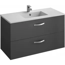 Модуль с раковиной Ola 99,7 см, подвесная, с двумя ящиками, плавное закрывание , раковина-столешница, серый антрацит, подвесной монтаж EB392RU-N14+EXUA112-00 Jacob Delafon