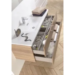 Модуль под раковину Vox 100х46х45,2 см, белый блестящий лак, 2 ящика, встроенные ручки EB2025-RA-G1C Jacob Delafon