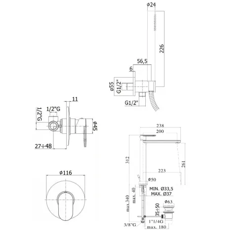 Комплект для душа Paffoni Candy KITCA010HCR085