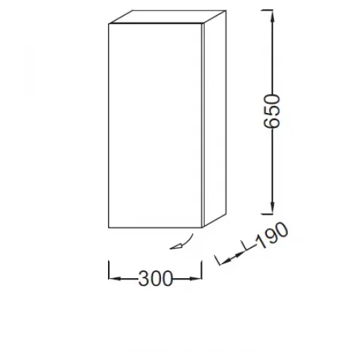 Шкаф Parallel 30х19х65 см, белый блестящий, 2 съемные стеклянные полочки, 1 дверца, шарниры слева, левый EB513G-N18 Jacob Delafon