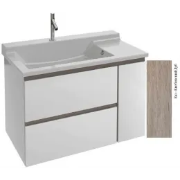 Модуль с раковиной Soprano 100 см, 2 ящика, плавное закрывание, раковина-столешница, квебенский дуб, подвесной монтаж EB1331-E10+EXK122-00 Jacob Delafon
