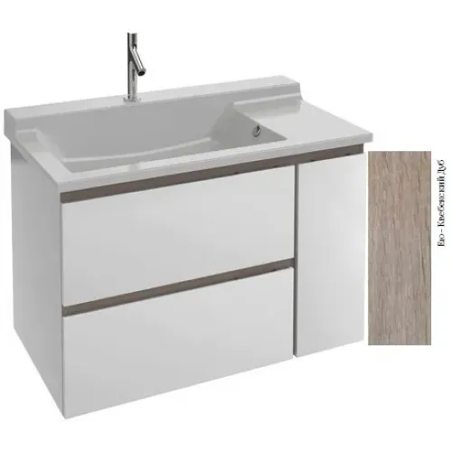 Модуль с раковиной Soprano 100 см, 2 ящика, плавное закрывание, раковина-столешница, квебенский дуб, подвесной монтаж EB1331-E10+EXK122-00 Jacob Delafon