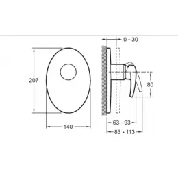 Лицевая часть встраиваемого смесителя Panache 1 функция E98704-CP Jacob Delafon