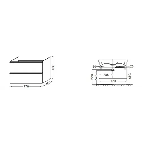 Модуль под раковину Odeon Up 77х48,5х53 см, белый блестящий, производство Франция. EB895-N18 Jacob Delafon