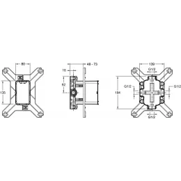 Готовый набор для душа (без излива) Modulo 3 режима, 25 см, round, 2 функции, термостат E30758-CP Jacob Delafon
