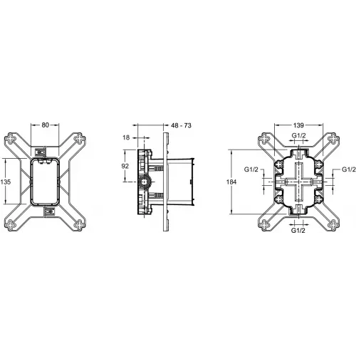 Готовый набор для душа (без излива) Modulo 3 режима, 25 см, round, 2 функции, термостат E30758-CP Jacob Delafon
