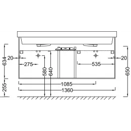 Модуль под раковину Soprano 136х53,5х63,4 см, 4 ящика + 1 внутренний ящичек, сливовый EB1335-N04 Jacob Delafon
