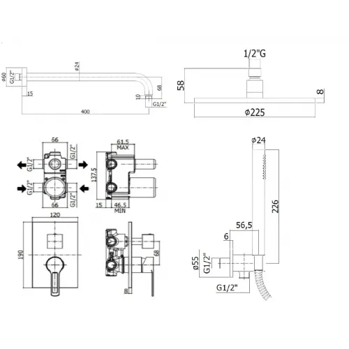 Комплект для душа Paffoni Ringo KITRIN018RBO