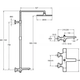 Душевая система Avid E97389RU-9-CP 3 режима, 25 см, round, неповор. излив, термостат, верхний душ, с лейкой E97389RU-9-CP Jacob Delafon