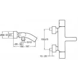 Настенный смеситель Talan с выходом на душ (без лейки), неповоротный излив E10105RU-CP Jacob Delafon