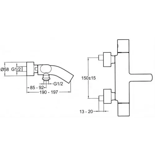 Настенный смеситель Talan с выходом на душ (без лейки), неповоротный излив E10105RU-CP Jacob Delafon