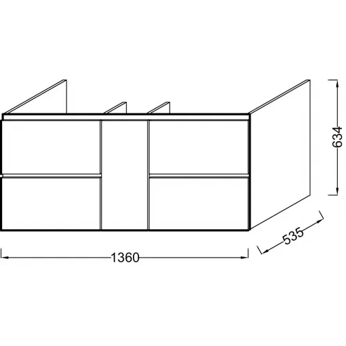 Модуль под раковину Soprano 140х53,5х63,4 см, 5 ящиков, медный бетон EB1335-N28 Jacob Delafon
