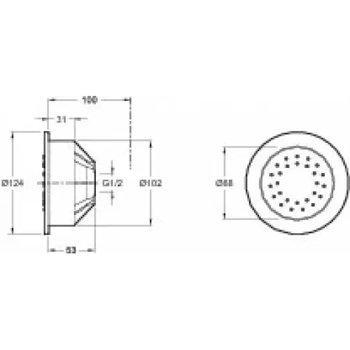 Форсунка для бокового душа WaterTile 27 выпускных отверстий E8013-CP Jacob Delafon