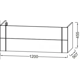Модуль с раковиной Nouvelle Vague 120 см, фактурный дуб, 2 выдвижных ящика, с гладкой нижней поверхностью, подвесной монтаж EXAP112-Z-00+EB3035-E73 Jacob Delafon