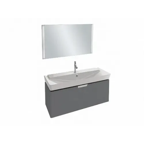 Комплект мебели для ванной Reve 100 см, серый антрацит блестящий, с подсветкой, подвесной монтаж E4801-00+EB576-NF+EB1132-442 Jacob Delafon