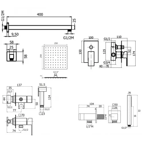 Комплект для душа Plumberia Selection TAG KITZTG15NO