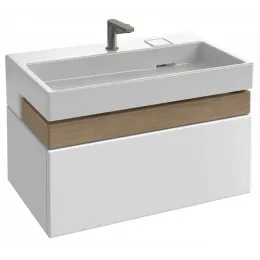 Модуль с раковиной Terrace 80 см, белый блестящий лак, 1 лакированный выдвижной ящик, подвесной монтаж, система push-to-open EXD112-00+EB1731RU-G1C-G1C Jacob Delafon