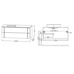 Модуль под раковину Nouvelle Vague 120х51х47 см, коричневая кожа, 2 выдвижных ящика EB3041-NR2 Jacob Delafon