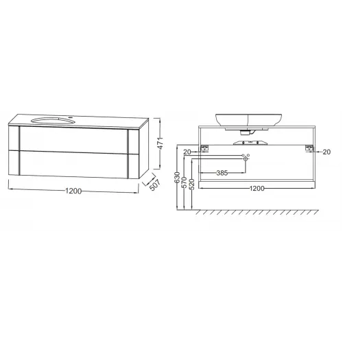 Модуль под раковину Nouvelle Vague 120х51х47 см, коричневая кожа, 2 выдвижных ящика EB3041-NR2 Jacob Delafon