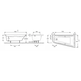 Акриловая ванна Odeon Up 160х90 см, помятая коробка, асимметричная E6081RU-00/У Jacob Delafon