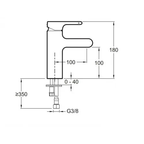 Смеситель для умывальника Singulier неповоротный излив, без донного клапана E10496-CP Jacob Delafon