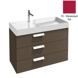 Модуль с раковиной Rythmik 100 см, малиновый лак, столешница, подвесной монтаж EXN112-Z-00+EB1310-R3 Jacob Delafon