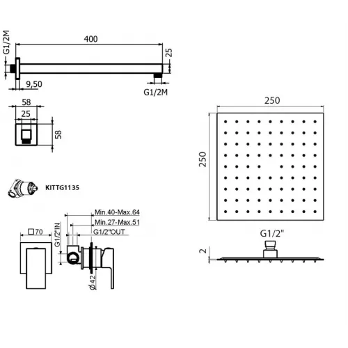 Комплект для душа Plumberia Selection TAG KITTG01CR