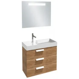 Комплект мебели для ванной Rythmik 80 см, малиновый блестящий, 3 выдвижных ящика, левая, с подсветкой, подвесной монтаж, с подсветкой EB1160-NF+EXP112-Z-00+EB1308-R3 Jacob Delafon