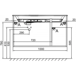 Модуль под раковину Odeon Rive Gauche 100х50,8х56,8 см, 2 ящика + 1 дверь, ручки золото, белый EB2544-R8-N18 Jacob Delafon