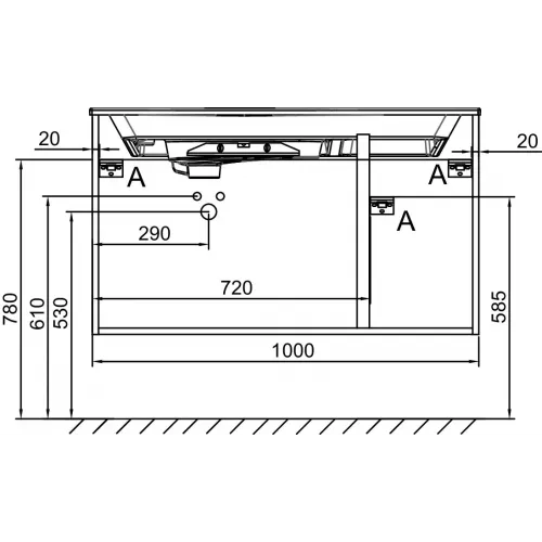 Модуль под раковину Odeon Rive Gauche 100х50,8х56,8 см, 2 ящика + 1 дверь, ручки золото, белый EB2544-R8-N18 Jacob Delafon