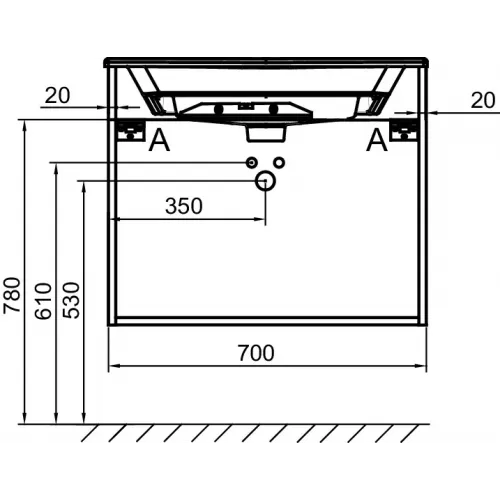 Модуль под раковину Odeon Rive Gauche 70х50,8х56,8 см, белый глянцевый, ручки хром EB2521-R5-N18 Jacob Delafon