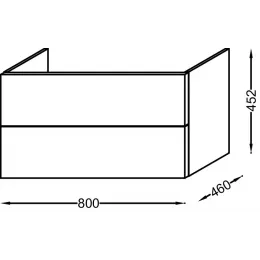 Модуль под раковину Vox 80х46х45,2 см, 2 ящика, черное дерево, изогнутые ручки EB2078-R1-E15 Jacob Delafon