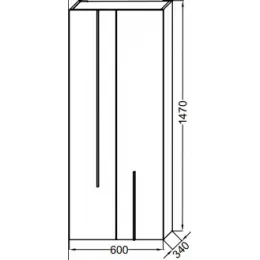 Шкаф-колонна Nouvelle Vague 60х34х147 см, ореховое дерево, 3 полки, внутренний ящик, розетка и зеркало, реверсивная установка двери, подвесной монтаж EB3046-E16 Jacob Delafon