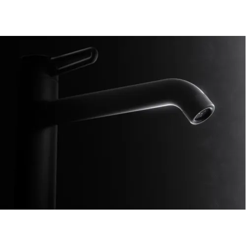 Высокий смеситель на столешницу Nouvelle Vague 32 см, матовый, неповоротный излив, чёрный цвет, с донным клапаном E78337-BLV Jacob Delafon