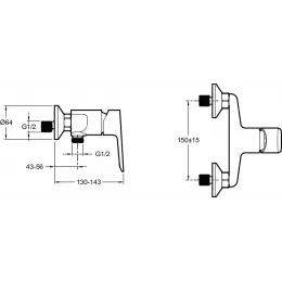 Настенный смеситель без излива Oscar матовый, чёрный цвет, без лейки E29843-BL Jacob Delafon