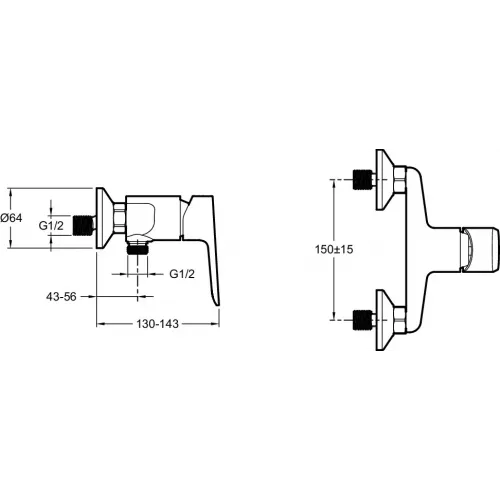 Настенный смеситель без излива Oscar матовый, чёрный цвет, без лейки E29843-BL Jacob Delafon