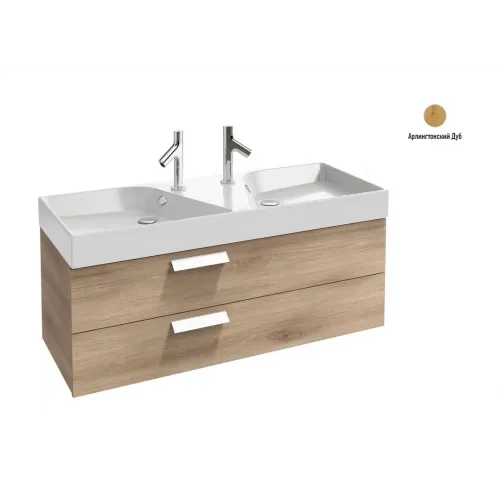 Модуль с раковиной Rythmik 120 см, 2 ящика, арлингтонский дуб, 2-я раковина, подвесной монтаж EXM112-Z-00+EB1305-E70 Jacob Delafon