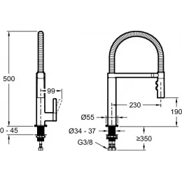 Смеситель для кухни с выдвижной лейкой Spirale холодный старт E23310-CP Jacob Delafon