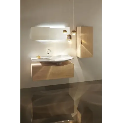 Комплект мебели для ванной Stillness 120 см, натуральный дуб, установка раковины по центру, подвесной монтаж, с подсветкой E1292-00+EB2008-NF+EB2000-P6 Jacob Delafon