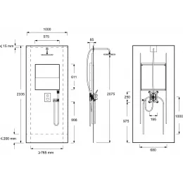 Душевой сет со стеновой панелью Ecrin 100х233,5 см, мрамор, квадратная лейка, подсветка, термостат, верхний душ, с лейкой E803021-D37 Jacob Delafon