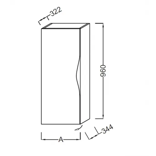 Шкаф Stillness 41х35х96 см, натуральный дуб, внутренний ящик, 2 полочки и зеркало со стороны двери, левый EB2006G-P6 Jacob Delafon