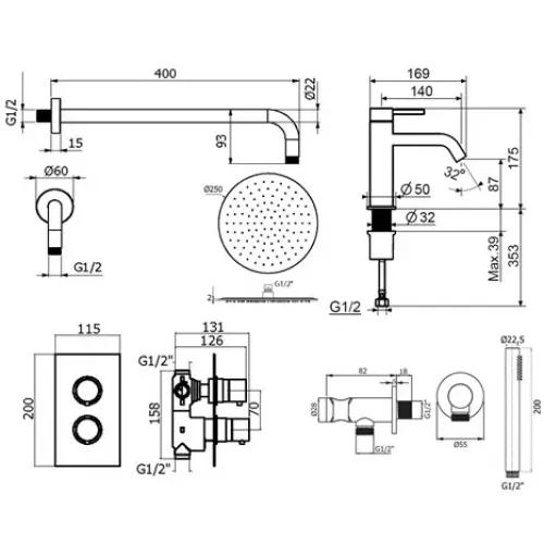 Комплект для душа Plumberia Selection IXO KITXOT18QBO53