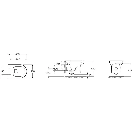 Подвесной унитаз Elite 36х50 см, сиденье тонкое, безободковый, с сиденьем EDX114RU-00 Jacob Delafon