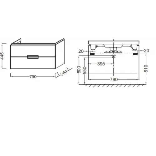 Модуль под раковину Reve 79,3х38х44,5 см, сливовый глянцевый EB1135-R-F26 Jacob Delafon