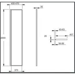Душевая перегородка Walk-In Nouvelle Vague 40х200 см, тонированное стекло, 6 мм, черный профиль E94WS40-VTG Jacob Delafon