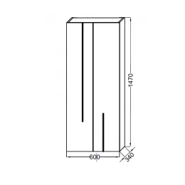Шкаф-колонна Nouvelle Vague 60х34х147 см, фактурный дуб, 2 стеклянные полки и 1 фиксированная полка, зеркало, реверсивная установка двери, подвесной монтаж EB3046-E73 Jacob Delafon