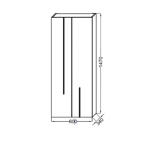 Шкаф-колонна Nouvelle Vague 60х34х147 см, фактурный дуб, 2 стеклянные полки и 1 фиксированная полка, зеркало, реверсивная установка двери, подвесной монтаж EB3046-E73 Jacob Delafon