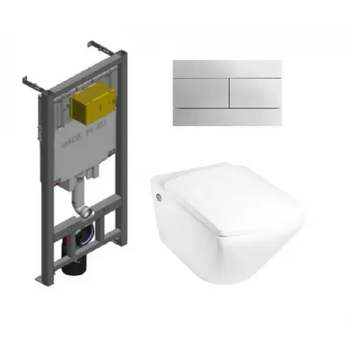 Комплект унитаза с инсталляцией Escale с клавишей хром E4316-CP, с микролифтом, с кнопкой E29025-NF-M1 Jacob Delafon