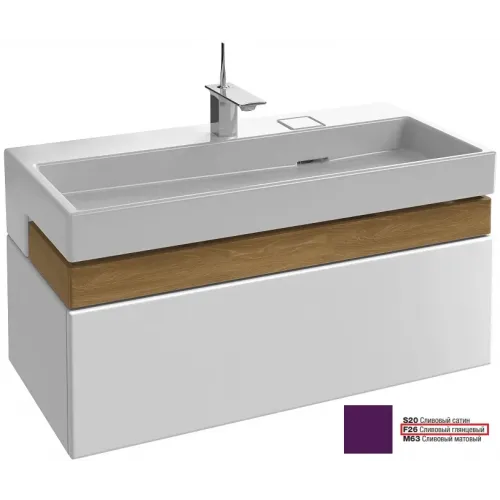 Модуль под раковину Terrace 100х48х38 см, сливовый блестящий, верхний ящик из цельного дерева, система push-to-open EB1187-F26 Jacob Delafon